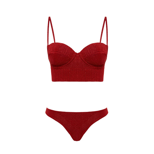 Biquini Ana Lu com calcinha Vermelho Croco