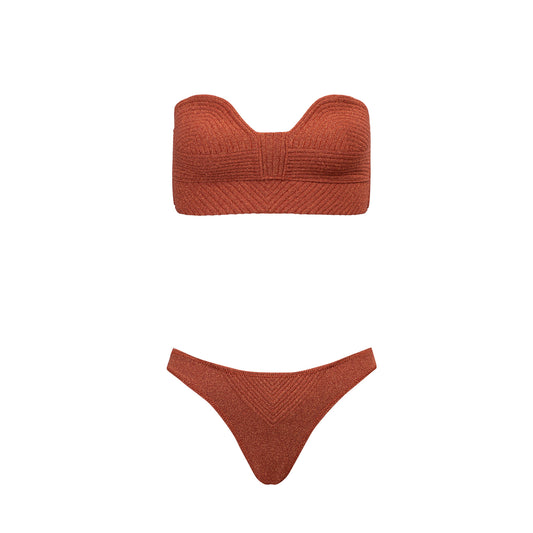Biquini Maria Com Calcinha Coral Lurex