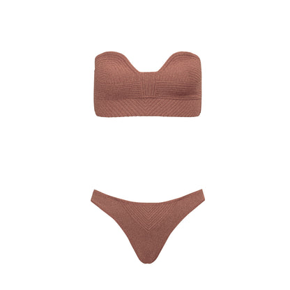Biquini Maria Com Calcinha Mostarda Lurex