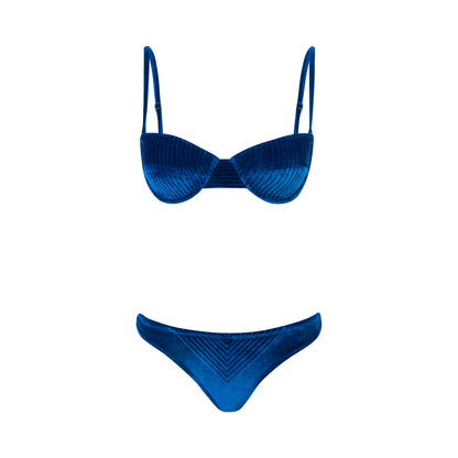 Biquini Teresa Azul Veludo