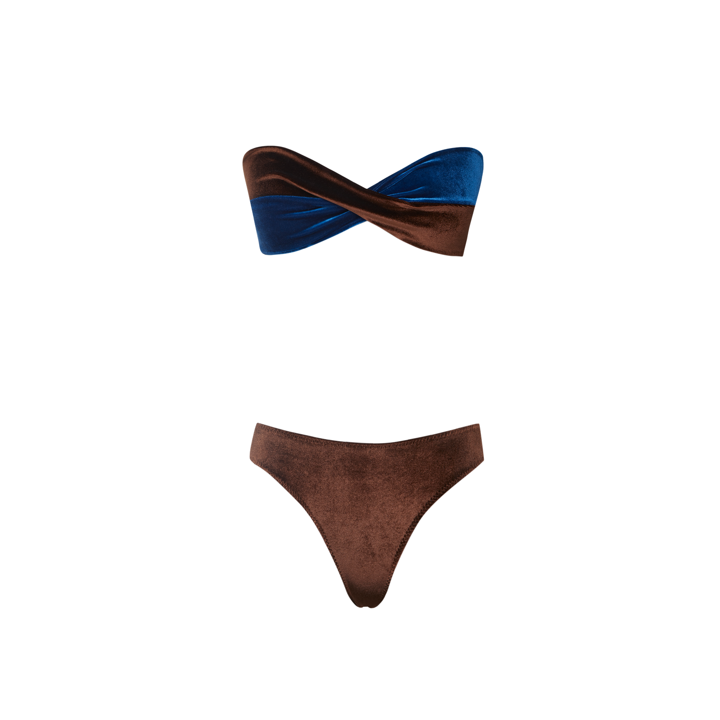 Biquini Fun Azul - Marrom Veludo