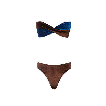 Biquini Fun Azul - Marrom Veludo